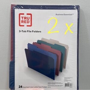 NWT TRURED 3 Tab File Folders 24 Assorted Colors (2)